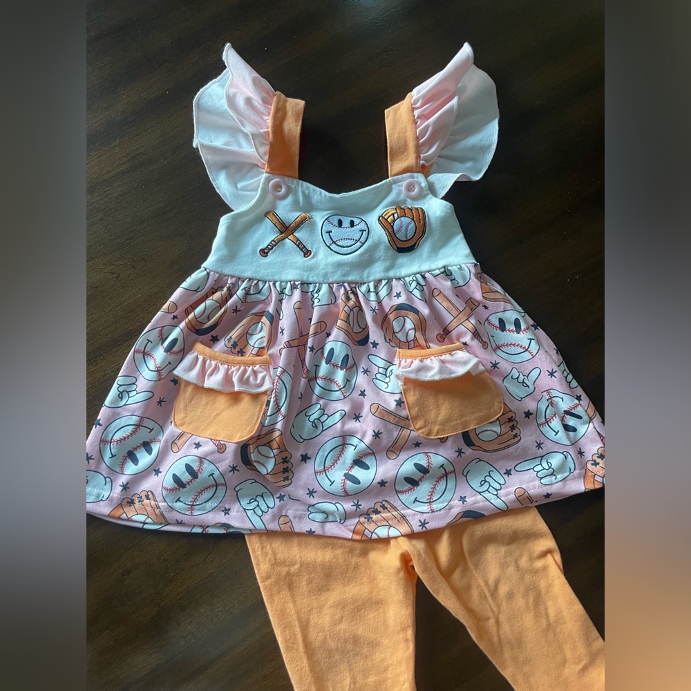 NWOT Baseball Ruffle Outfit